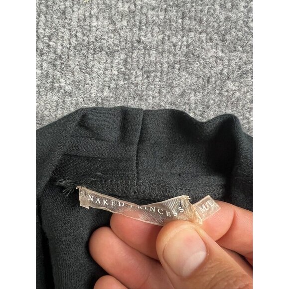 NAKED PRINCESS Flared Sleeve Robe Women's M/L Black Pockets Belt Loops Lounge - Picture 2 of 8